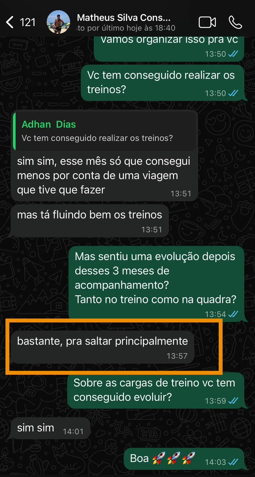 Feedback de aluno via WhatsApp